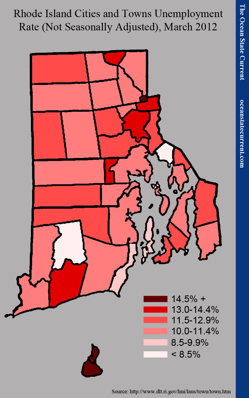 Rhode Island Cities and Towns Unemployment Rate (Not Seasonally Adjusted), March 2012