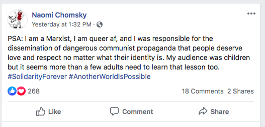 Naomi Chomsky Facebook Drag Queen Story Hour Marixism